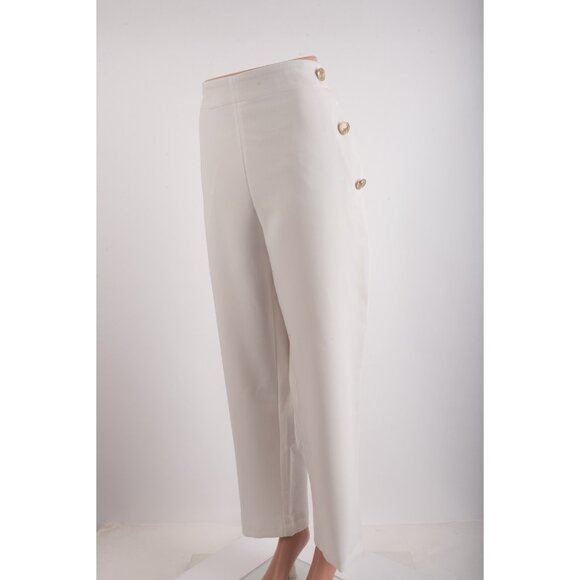 Zara Womans Trousers Pants Size XXL White Gold Button Straight Leg  9929/020 NWT - Picture 4 of 8